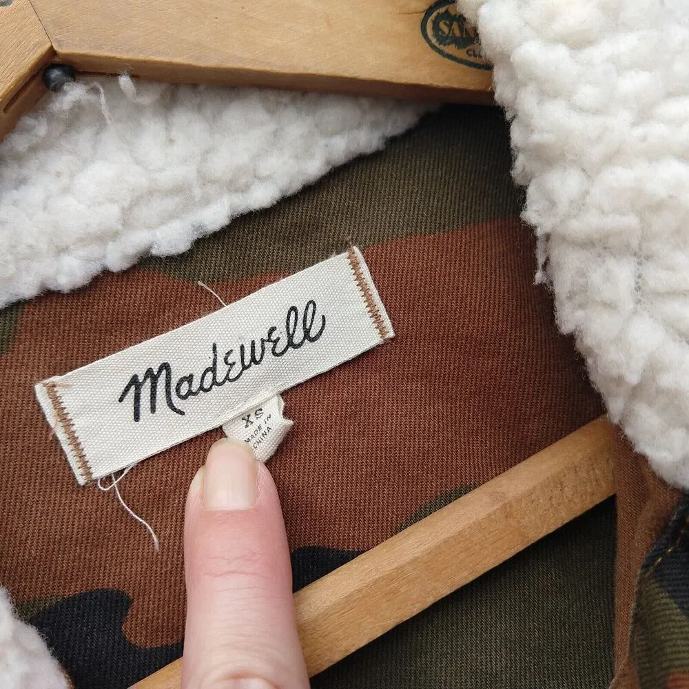 Madewell Northward Cropped Army Jacket Cottontail Camo: Sherpa Edition Size XS